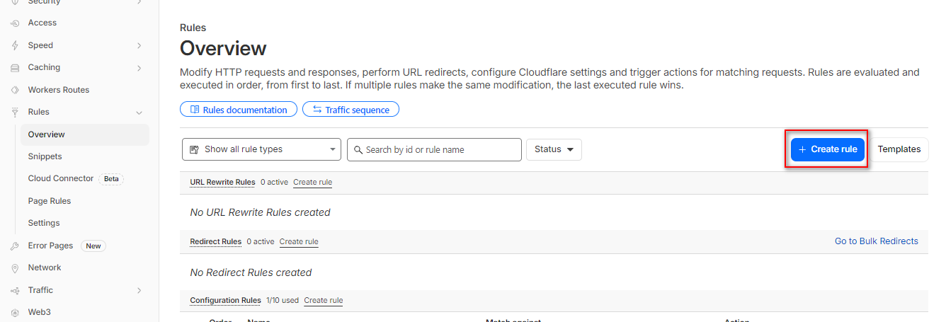 Cloudflare Create rule - Как настроить Cloudflare, инструкция, оптимизация работы